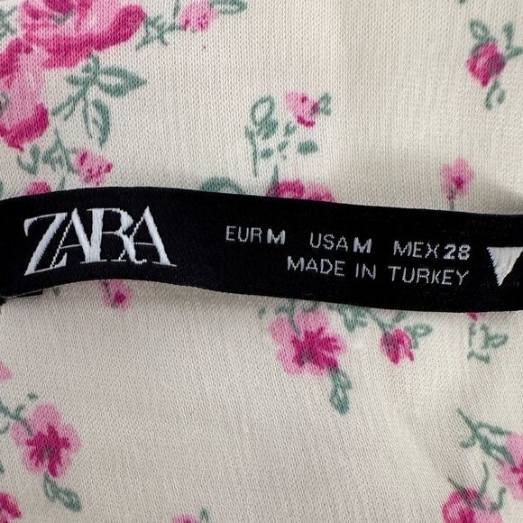 Zara Halter Floral Shirt Wrap Front Tie Back Crop Top Size M - Picture 7 of 10